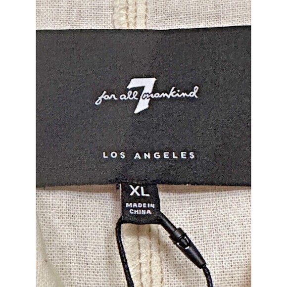 7 FOR ALL MANKIND Shirt Jacket Ecru Brown Top Stitching Button Patch Pockets XL - Picture 5 of 16
